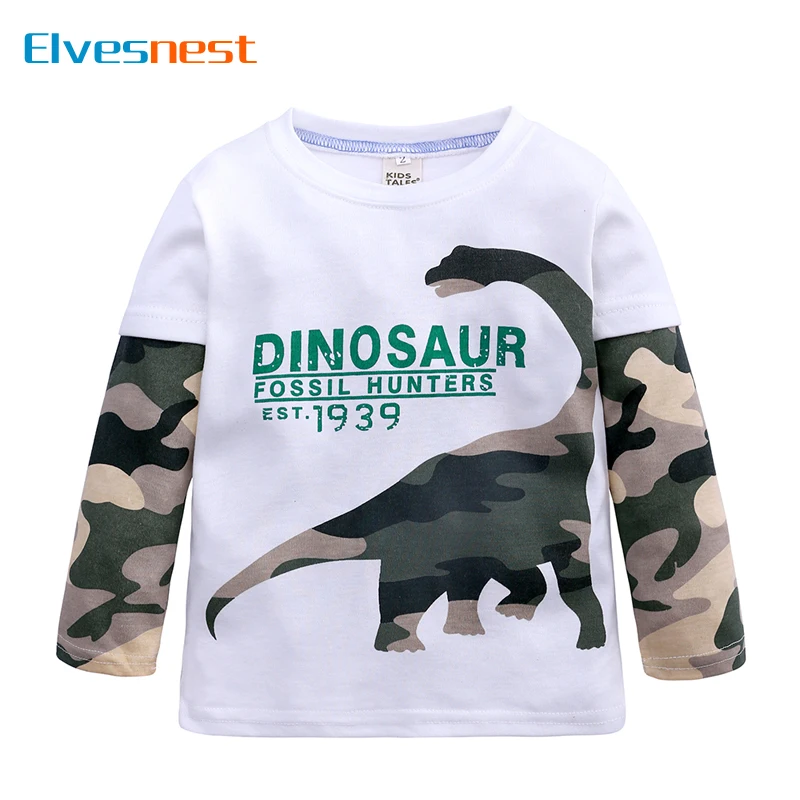 Cartoon Dinosaurier Kinder Kleidung Jungen T-shirt Baumwolle Langarm Kinder Top Mode Mädchen Herbst Kleidung 2-7 Jahre