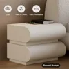 Smart Nightstand Modern White Leather Nightstands with Wireless Charger Bedside Table with 2 Drawers for Bedrooms 2
