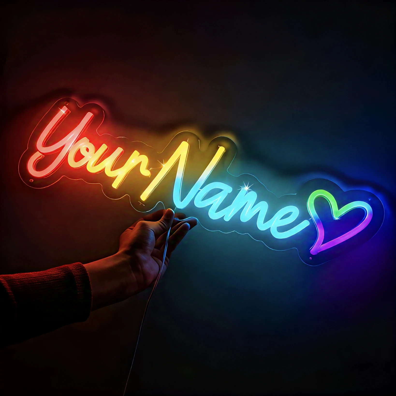 ตัวเลือกสินค้า ป้ายไฟ LED ปรับสีได้ ตกแต่งห้องนอน ไฟติดผนัง