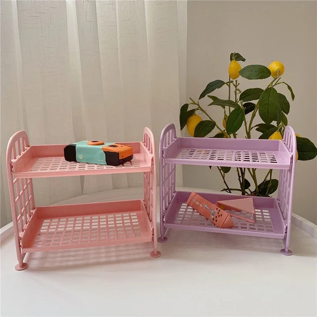 1Dcs Kawaii Makaron Minimalista Asztali Szervező Tároló Állvány Hallgató Kollégiumi Összecsukható Üreges Polc Bőrápolás - Image 2
