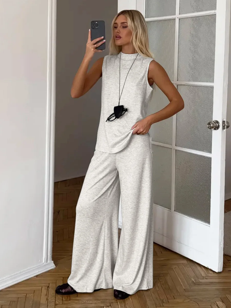 Bornladies Spring Summer New Women's Tank Top Pants Set Ladies Loungewear Sleeveless Tank Wide-Leg Pants Casual Two-Piece Outfit