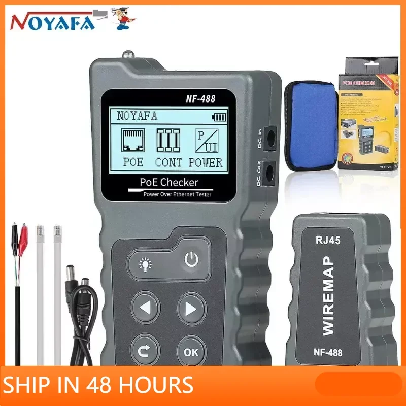 

NOYAFA Network Cable Tester NF-488 Poe Ethernet Cable Tester Continuity Tester DC Power Switch Loop-Back Test for CAT5e/CAT6/6a