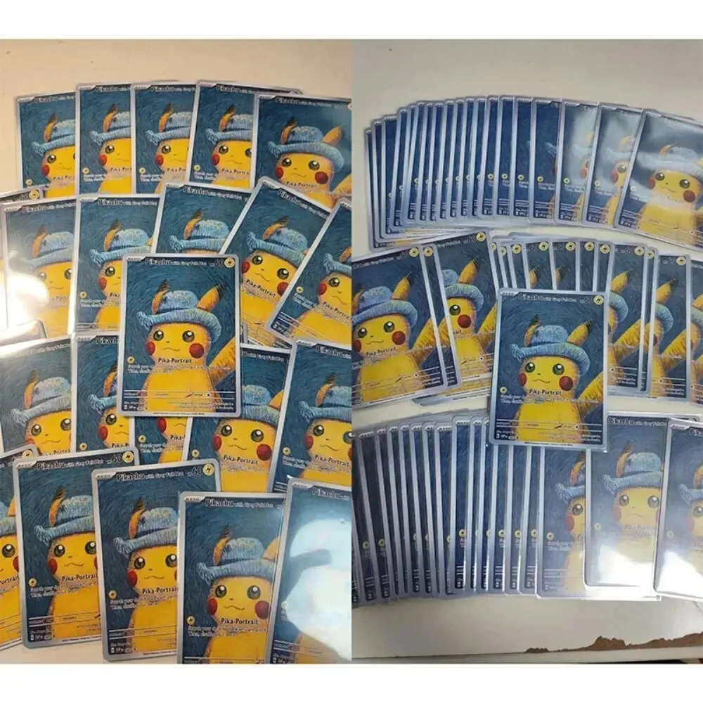 DIY Pokemon Van Gogh Museum Pikachu Collection Cards Pokemon Classic Single Card Game Anime Self Made Cards Gift Toys pokemon cards