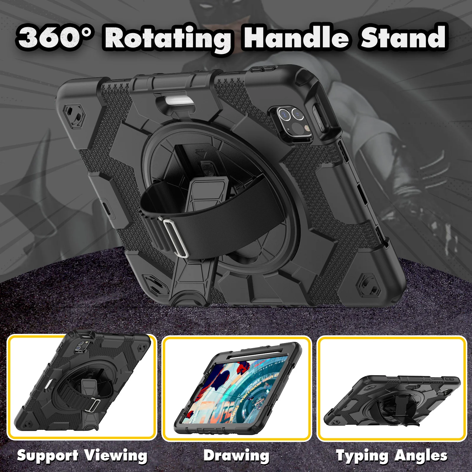 Estojo de Armadura de Mão Rotativa para Ipad Capa do Suporte 10.9 Air Pro 11 10.5 9.7 10.2 7th 8th 9th 9.7 2023 2023 2023 - Imagem 3