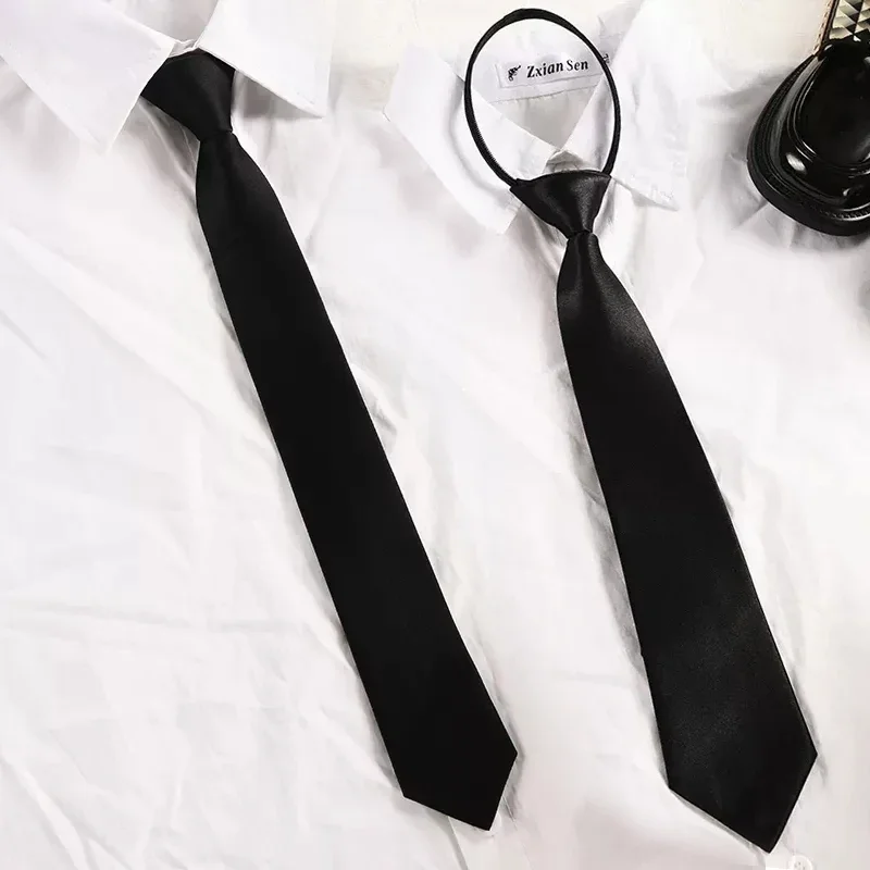 1/2/3/5 Stück Unisex Schwarz Einfache Clip-on-Krawatte Sicherheitskrawatte Uniform Hemd Anzug Krawatten Steward Matte Beerdigung Lazy Neck Ties – Detail 2