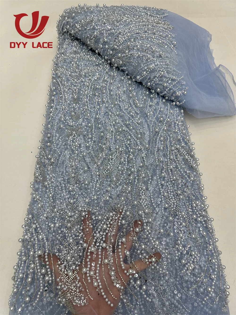 

Latest African Sequins Tulle Embroidered Groom Lace Fabric 2024 High Quality Beaded Sequins Lace Fabric For Nigerian Wedding