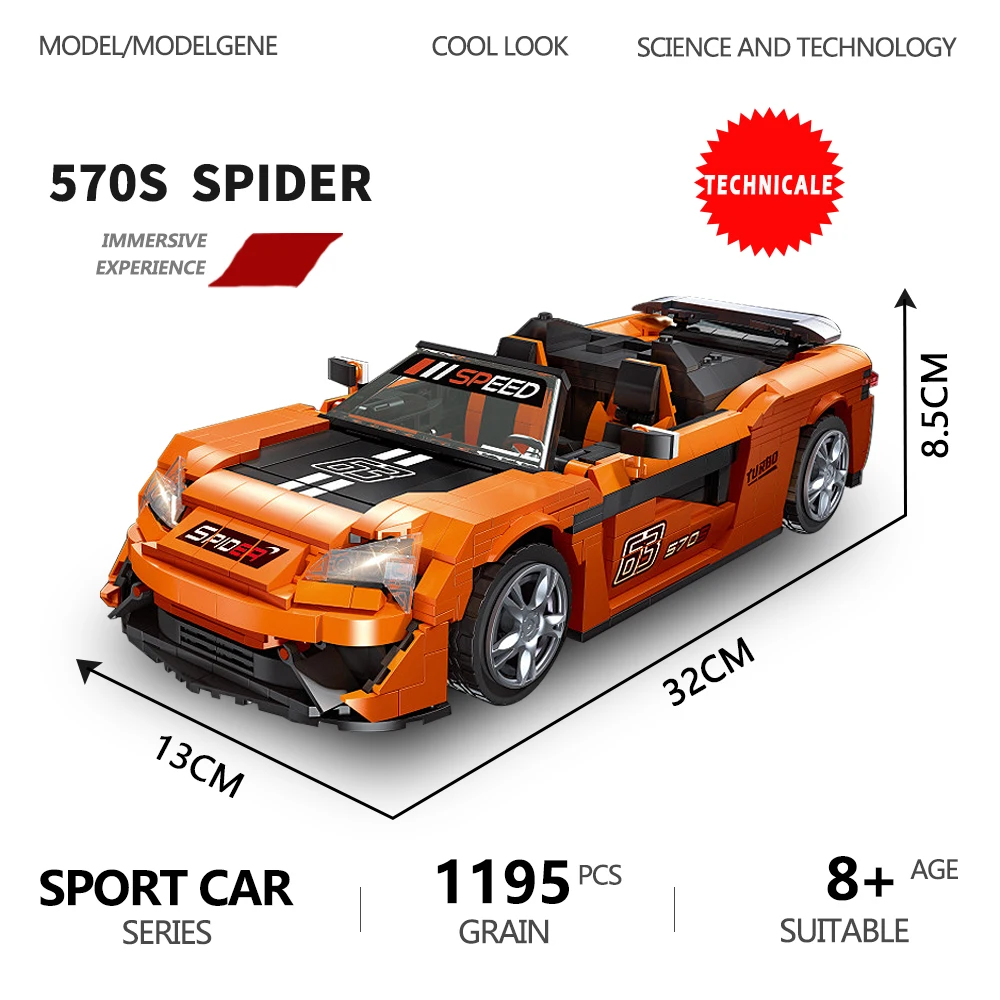 

Creative Expert Model 570S Spider High-tech Technical Black Racing Car JIESTAR MOC Bricks Building Blocks Boys Toys Xmas Gifts