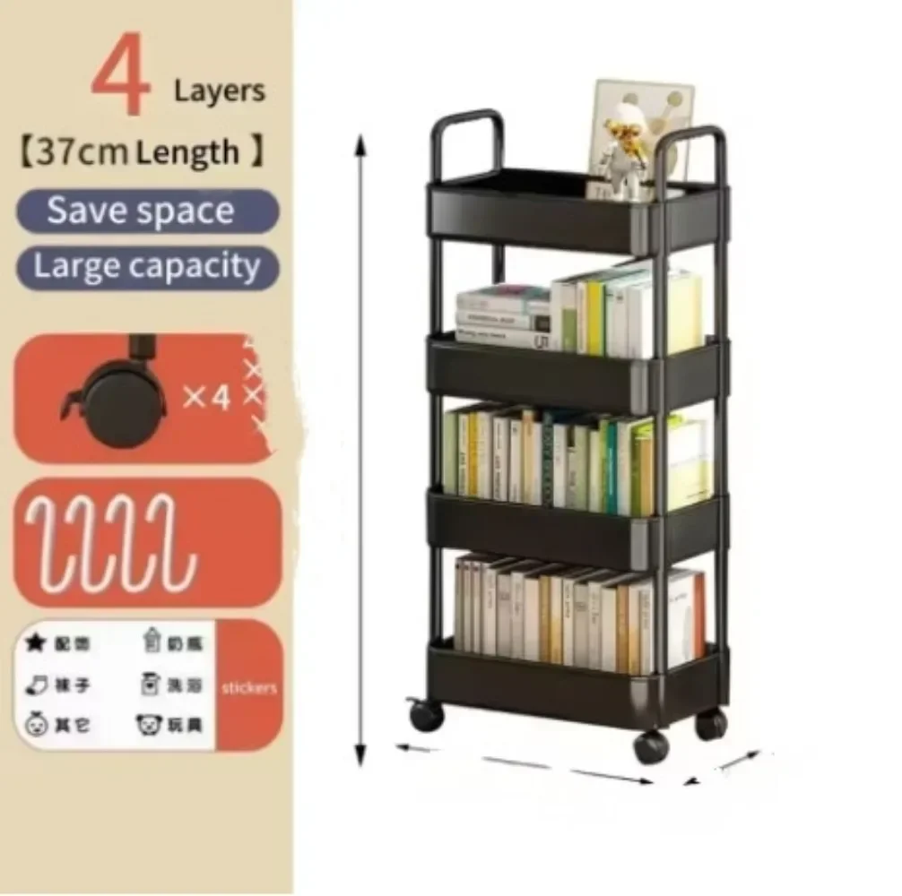 Household Multi-layer Small Cart Storage Rack Floor To Floor Kitchen Bedroom Bathroom Storage Rack Storage Rack With Wheels 4