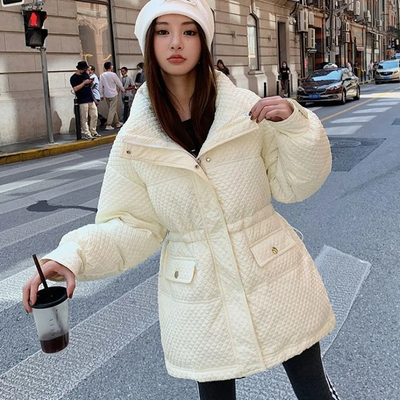 2023 New Women Down Jacket Winter Coat Female Warm Thick Parkas Loose Large Size Outwear Mid Length Version Hooded Overcoat