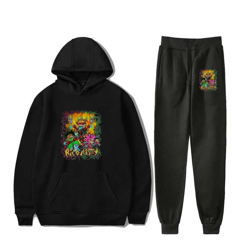 

Conjunto de moletons e calças de moletom gráfico masculino e feminino, moletom com capuz anime, calça jogger, cantor pop Merch