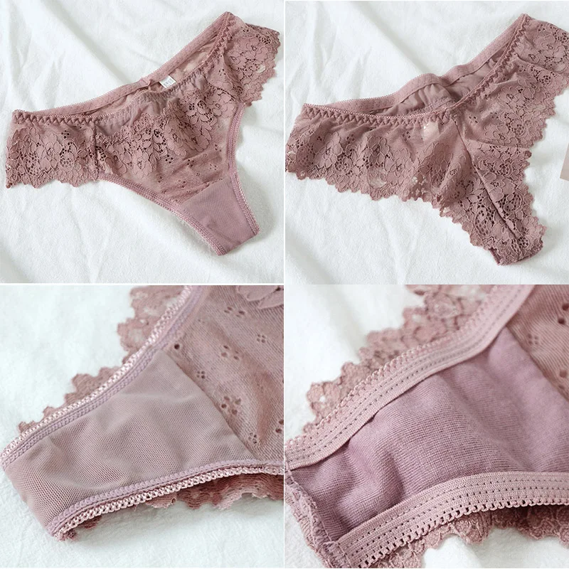 Sexy Lace Panties Women Low-waist Underwear Thong Ladies G String Breathable Lingerie Temptation Embroidery Intimates