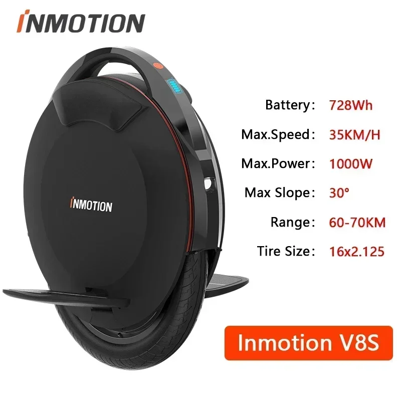 Original INMOTION V8S Electric Unicycle 35km/h Speed 70KM