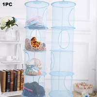 Hanging Storage Net Hanging Toy Storage 4 Tier Mesh Hanging Storage Basket Foldable Space Saving Organizer for Clothes Sundries 3