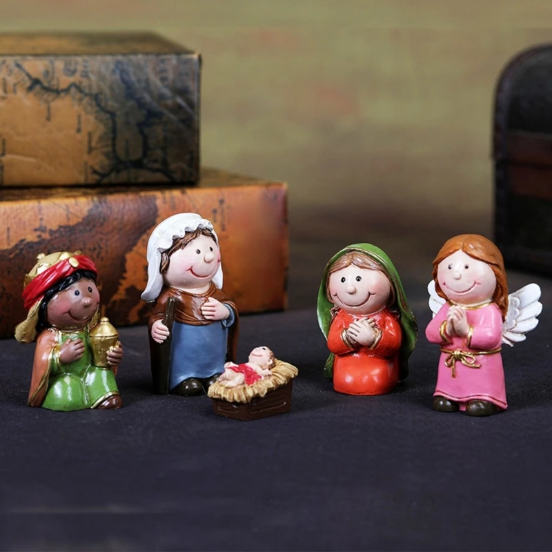 Holy Family Figures Crafts TV Shelf Fireplaces Room Christmas Decoration M68E