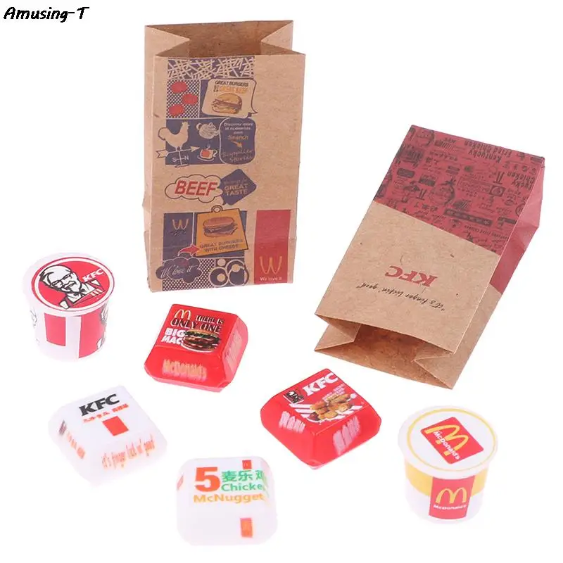 

1 Набор миниатюрный кукольный домик Fastfood мини-ведро KFC для всей семьи Мак Дональд модельные игрушки ролевые игры кукольный домик Декор