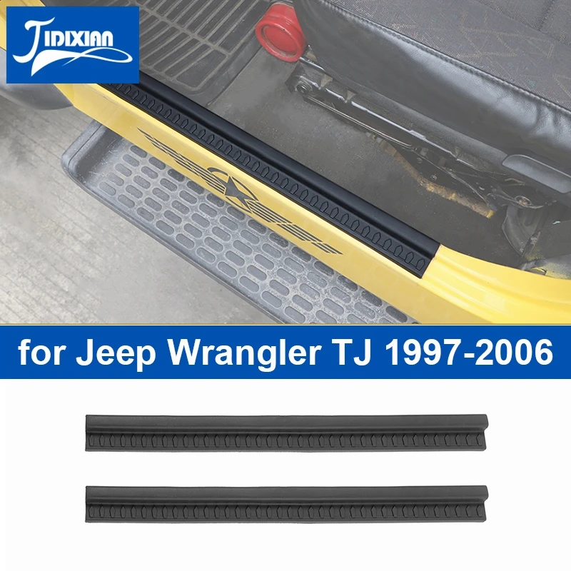 Car Threshold Protector Car Trunk Door Sill Protector Threshold Protection Strip JIDIXIAN Car Door Sill Scuff Plate Entry Guard Welcome Pedal Trim For Jeep Wrangler TJ 1997-2006 Accessories