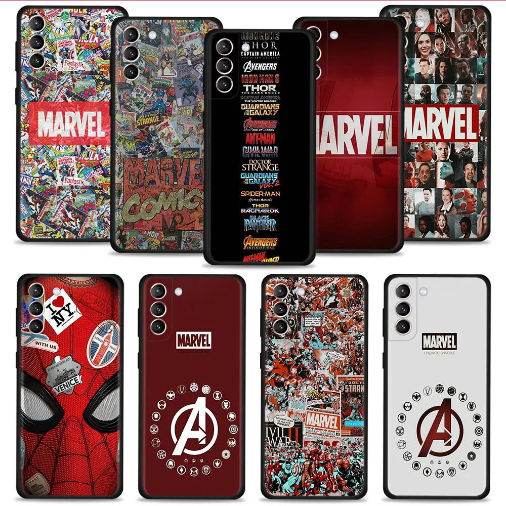 Marvel Avenger Superhero Logo Comics Phone Case For Samsung Galaxy S22 S21 S20 Ultra FE S10 S9 S8 Plus 5G Cover Silicone Funda