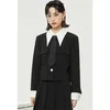 FA648 2024 Autumn Wear New Women's Solid Color Simple and Fashionable Coat Design Sense Color Blocking Slimming Top 1