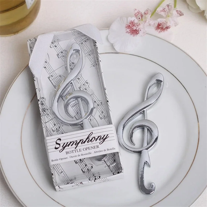 

50pcs/lot Bombonier Symphony Chrome Music Note Bottle Opener Bridal Wedding Openers Shower Favors Wedding Gift