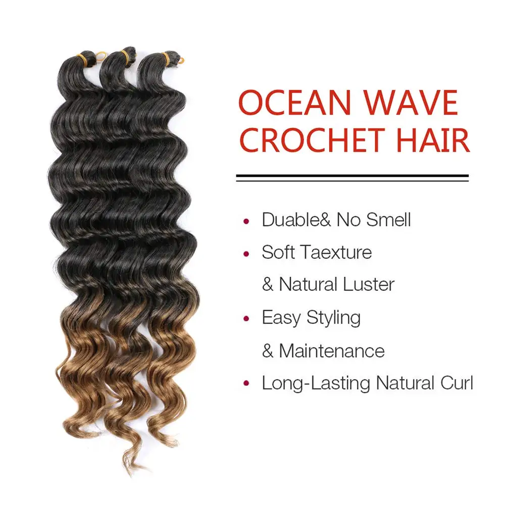 20 inch Ocean Wave Crochet Hair Natural wave Deep Ripple Braiding Crochet Hair Synthetic Hair Extensions ls03