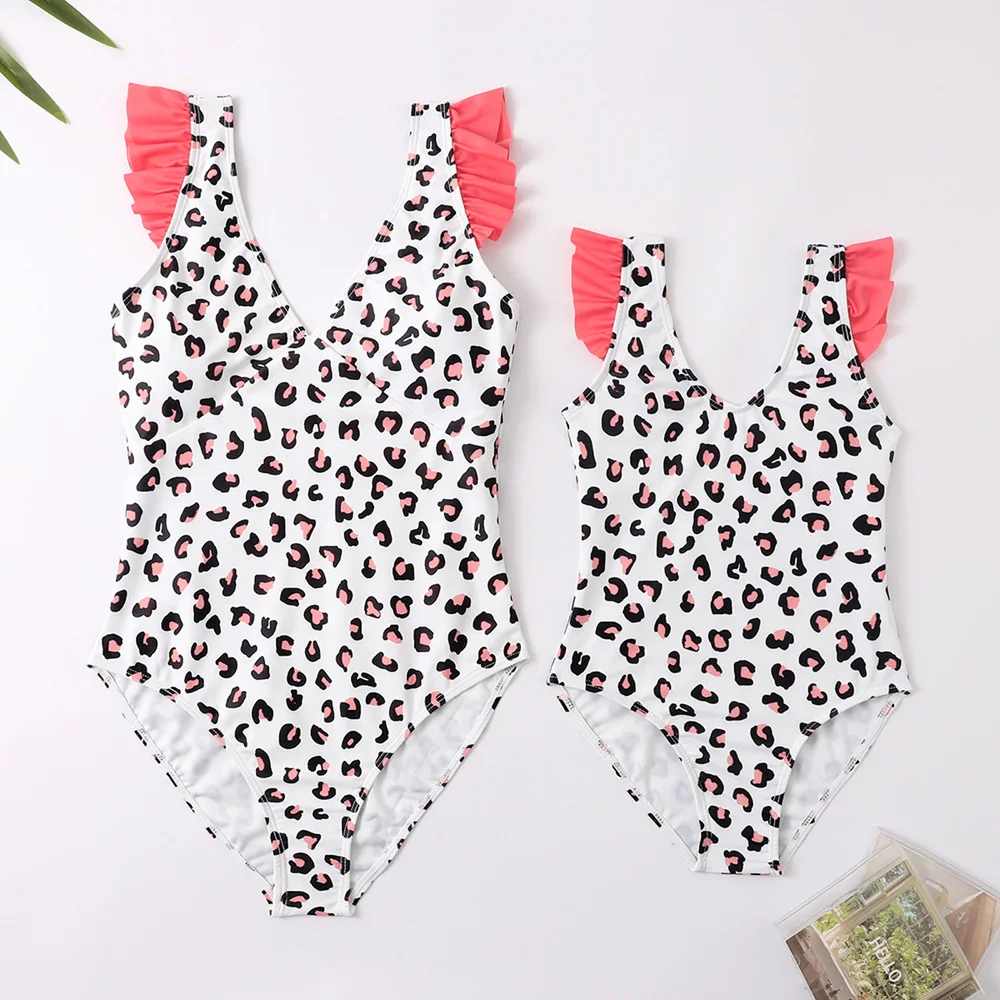 Mother and Dauthter Swimsuit One-Piece Mommy Kid Bikini Beachwear Mother And Me Bathing Suit Baby Girl Swimwear 5