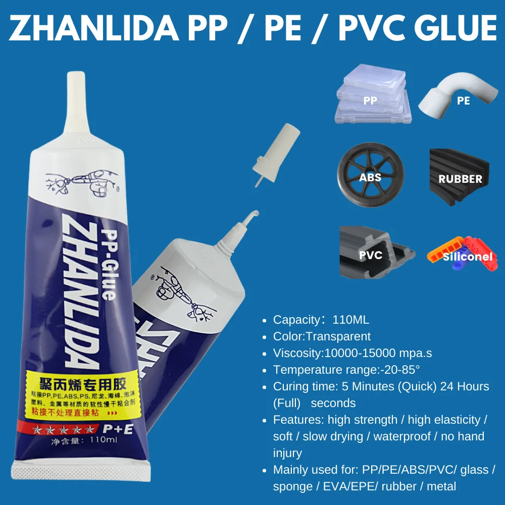Zhanlida Cola pp pe Eva Pom pu Plástico Impermeável de Alta Resistência Macio Forte Pvc Polipropileno 110ml