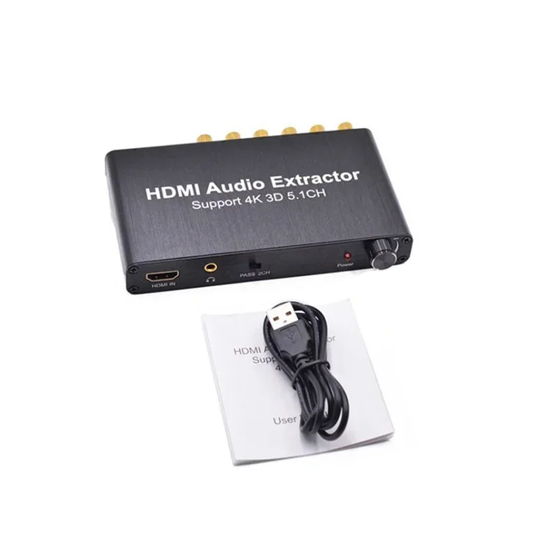 HDMI 오디오 추출기 디코더 4K 5.1CH HDMI 사운드 추출기 앰프 HDMI to RCA 5.1 채널 3.5mm 아날로그 컨버터 PS4 DVD용