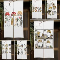 Cute Funny Cat Door Curtain Noren Room Kitchen Shoe Cabinet Partition Blocking Curtain Bedroom Entrance Decorative Half Curtains 1