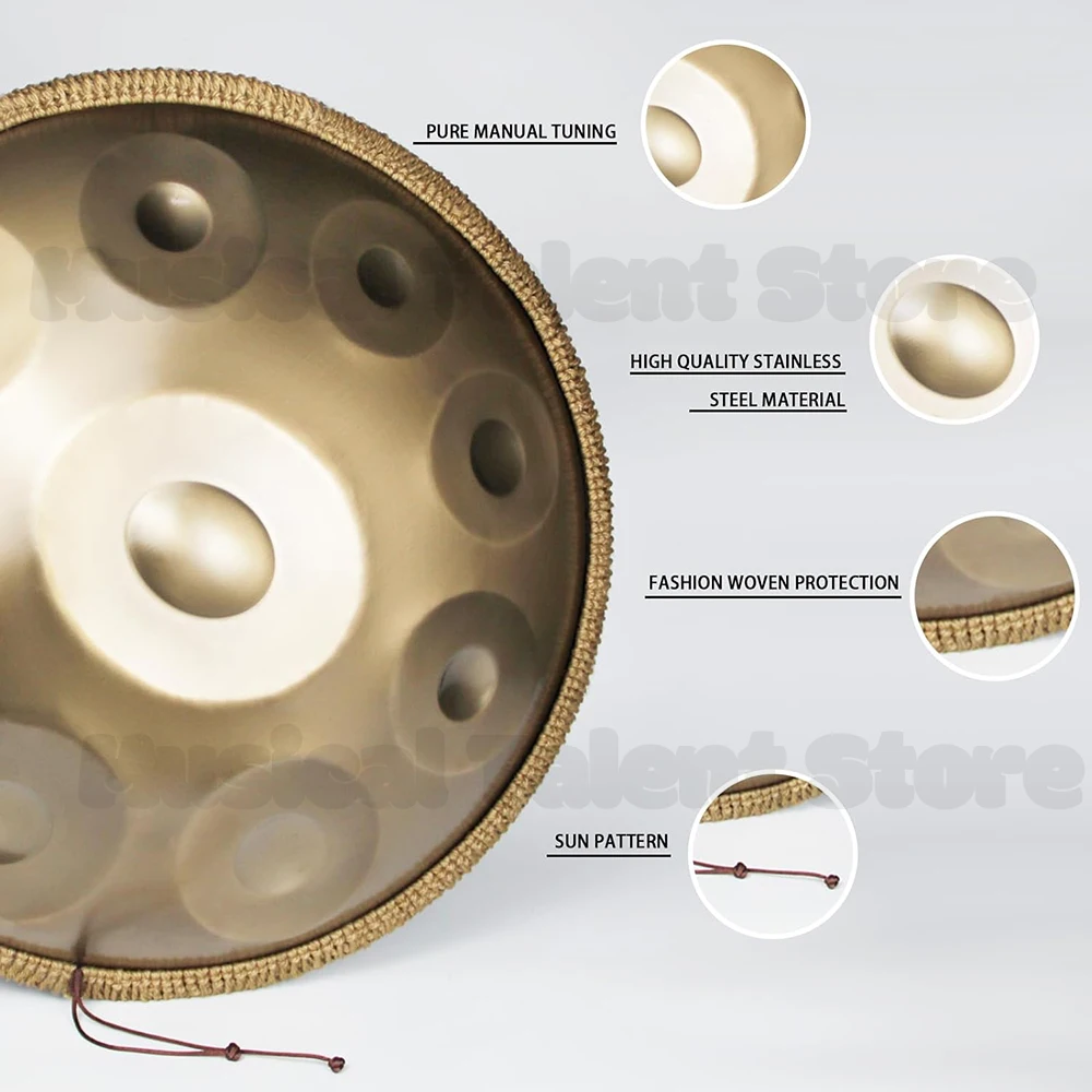 Steel Tongue Drum for Yoga, Music Drums,Percussion Instruments, Handpan Drum, D Minor, 9, 10, 12, 14, 17Tone, 22 Inches, 432Hz