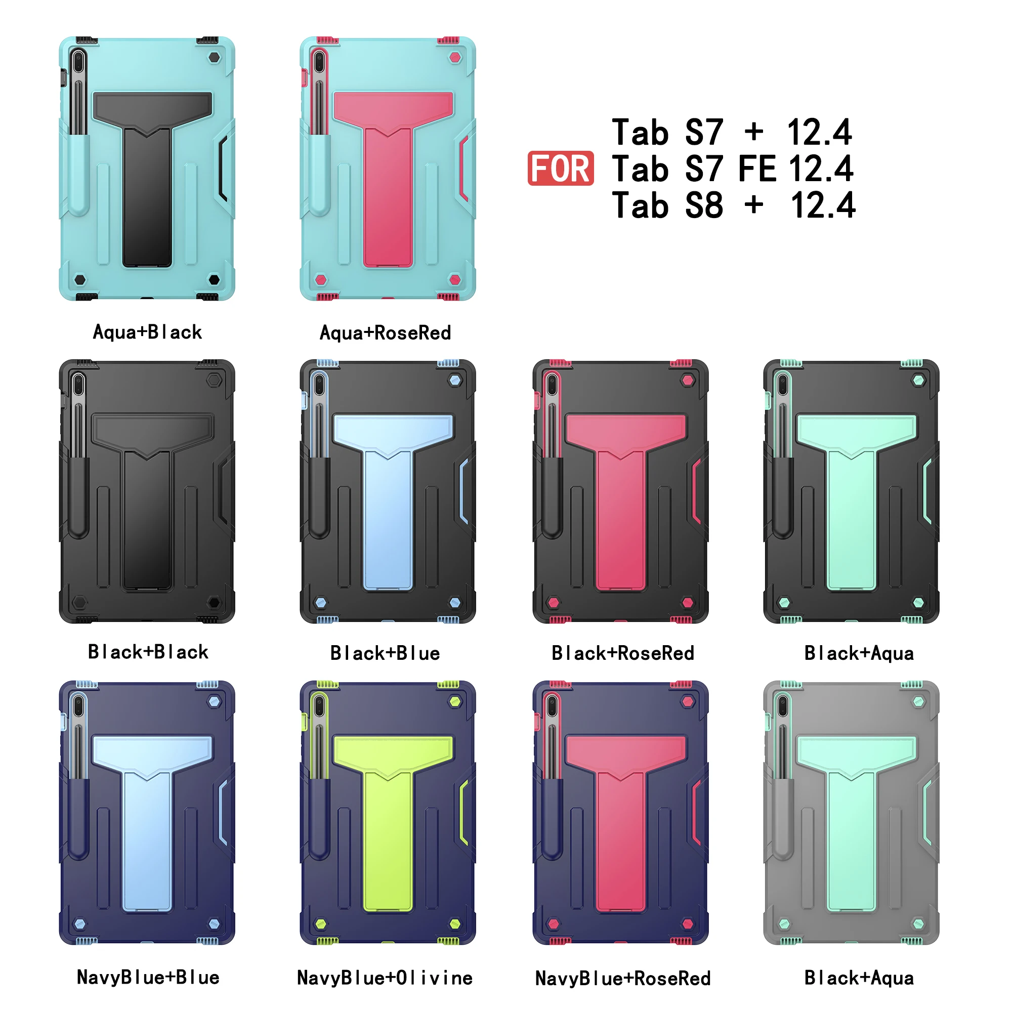 3-in-1 Tablet Case with All-Round Protection and T-Shaped Stand