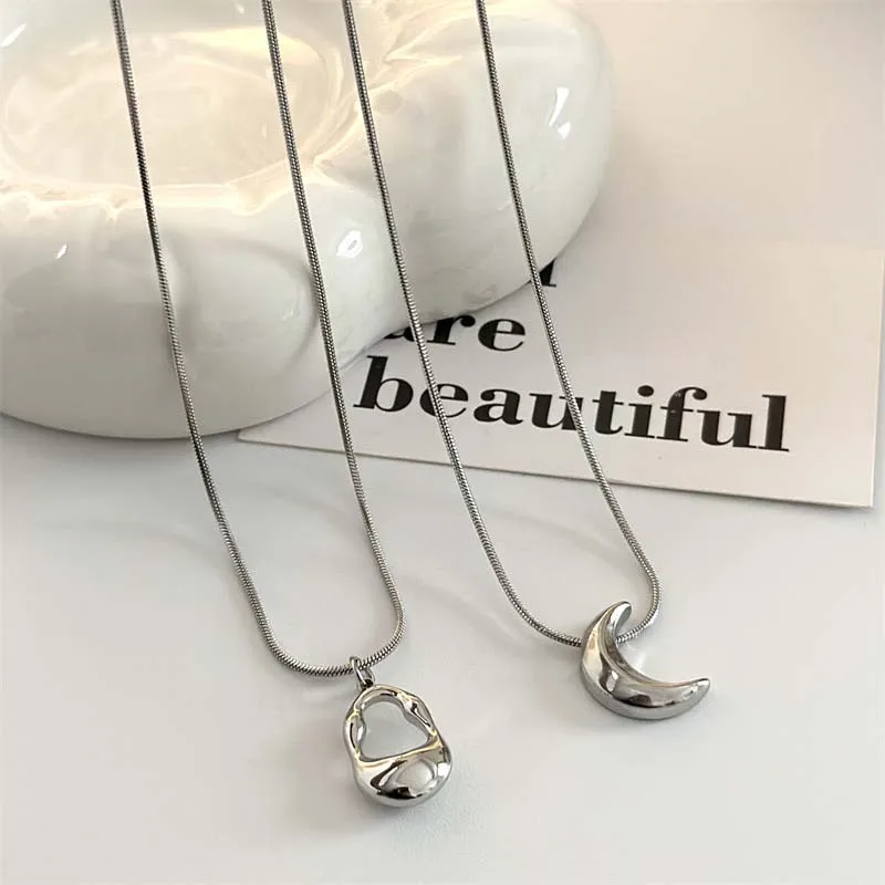 2025 New Trendy Silver Color Hollow Water Drop Pendant