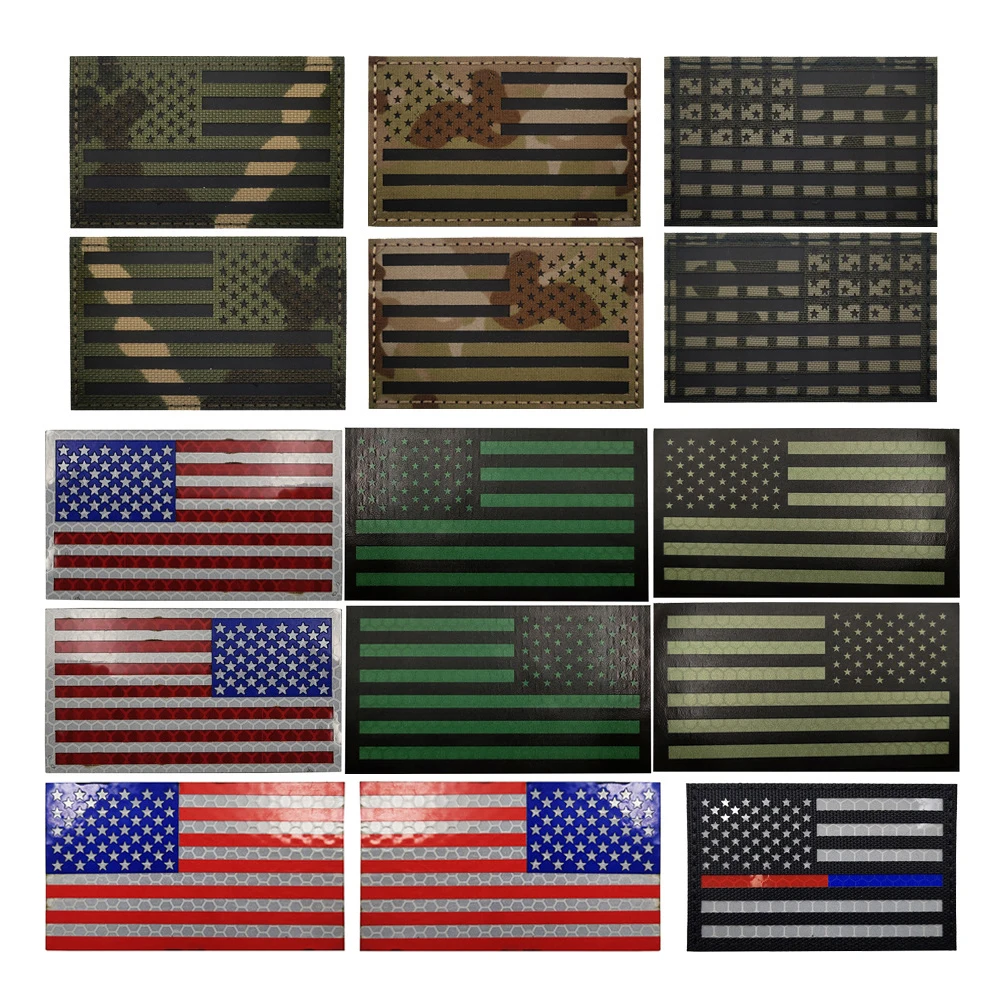 

Infrared Reflective American Flag Patch Night Recognition Badge Military Tactical Patch Outdoor Sports Backpack Badge IR Patch