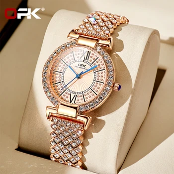 OPK 8618 Noble Women’s Watch Luxury Brand Diamond Roman Scale Waterproof dial Elegant temperament Quartz Women’s Watch