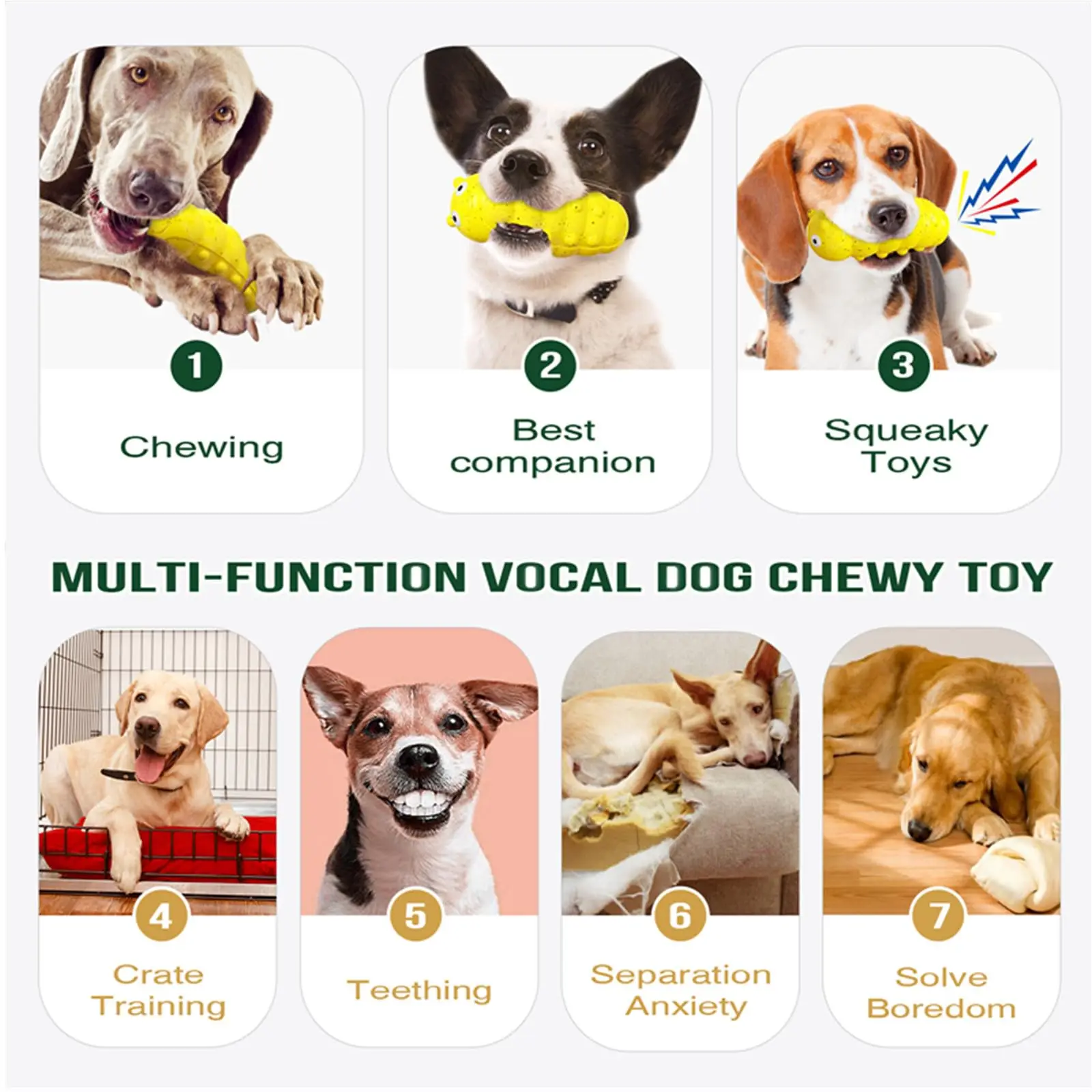 Indestructible Squeaky Dog Chew Toys for Aggressive Chewers, Food Grade Material Dog Chew Toys, Tough Durable Dog Toys Medium 2