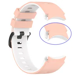 Premium 20mm Silicone Sports Watch Band - Universal Fit Strap - Galaxy Watch6 40mm (Pink white)