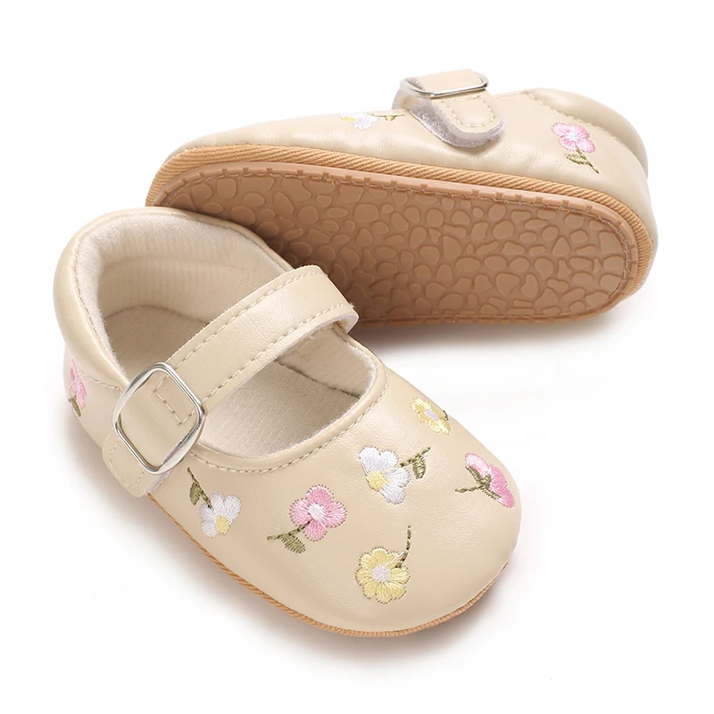 Cute Baby Girl Princess Shoes Baby Embroidered Rubber Soled Non-slip Footwear Crib Shoes 4