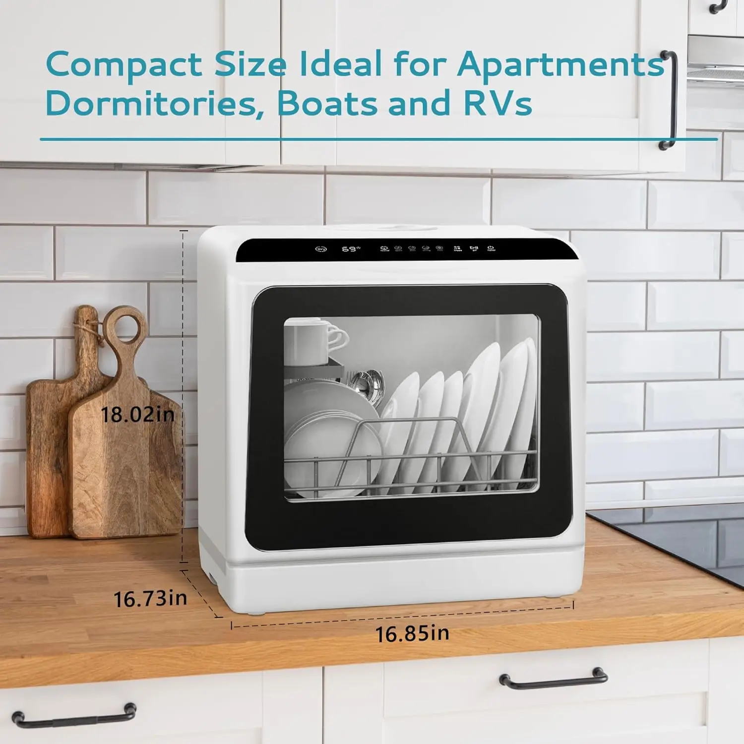 Mini Portable Dishwasher Countertop Compact Dishwashers, Tabletop Small Dishwasher with 5L Built-in Water Tank with 6 Modes 5