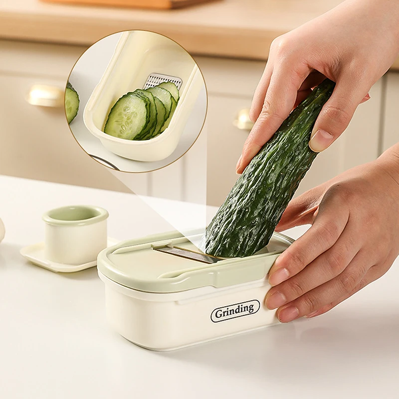 Garlic Cutter Manual Cucumber Slicer Stainless Steel Multifunctional Kitchen Gadget Compact Garlic Mincer Ginger Grater
