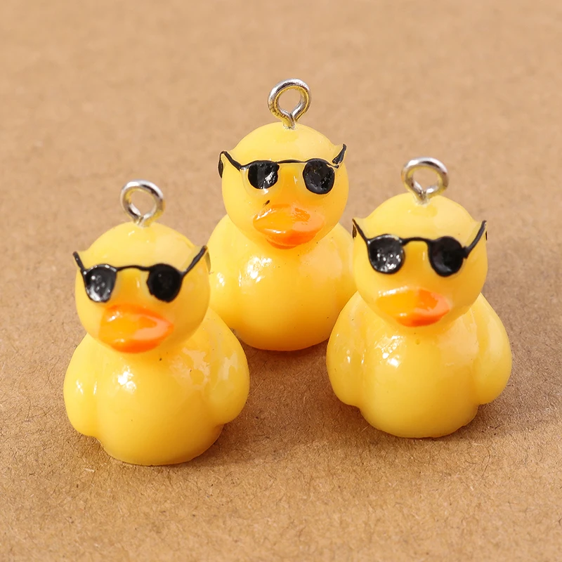 10 Stück 19*16mm Harz schöne kleine Ente Charms Anhänger für Schmuckherstellung Ohrringe Halskette DIY Kindergeschenke Zubehör – Detail 5