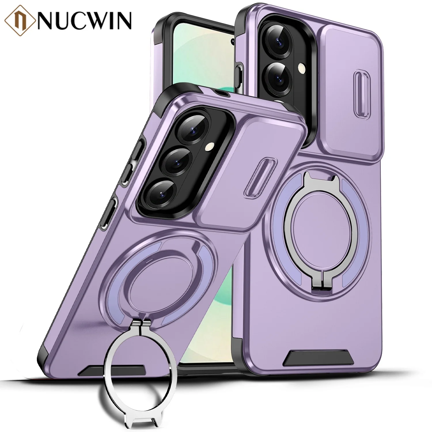 Magnetic Armor Case with 360° Rotating Bracket and Slide Camera Protection Cover