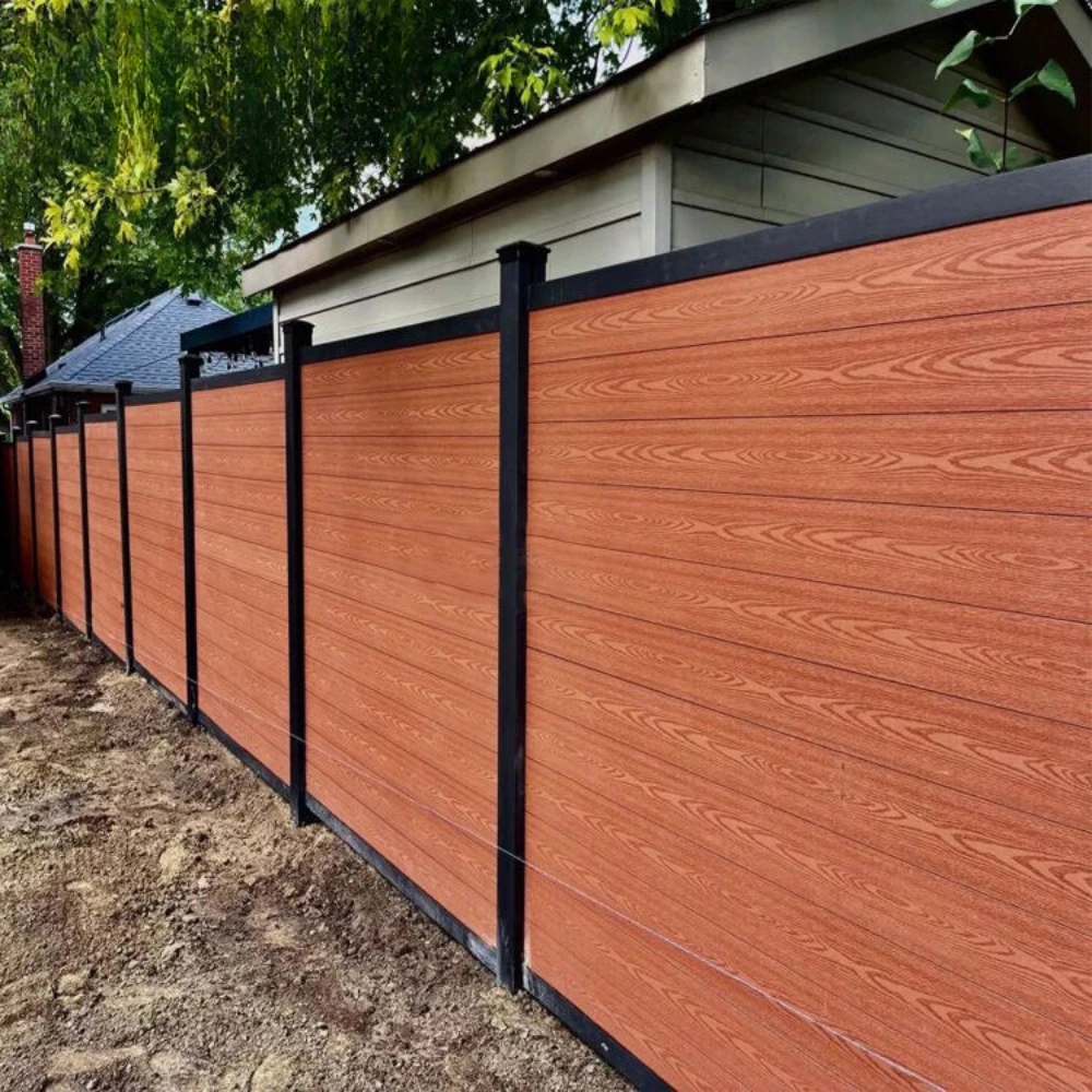 High-Traction Wood Grain Grass Fence Composite Wood Garden WPC Fence Panels  Low Maintenance Full and Half Privacy Fence - AliExpress, image size:1000x1000