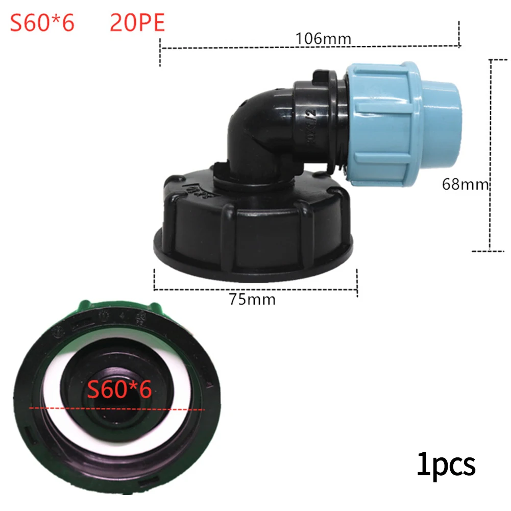 

IBC Fuel Tank Reliable IBC Tank Fitting S60X6 to Elbow Adapter with Plastic Material and 20mm/25mm/32mm Outlet