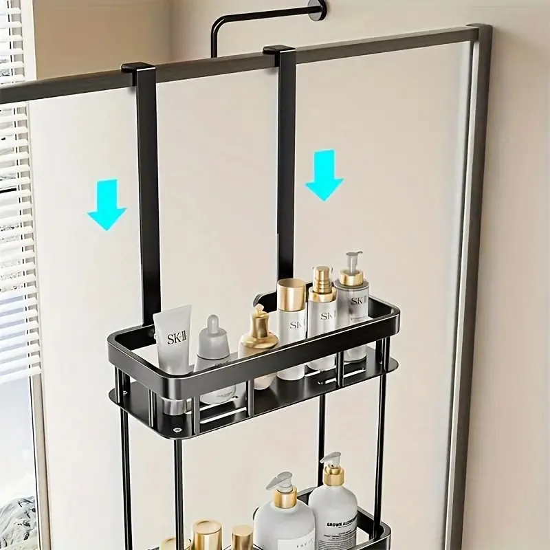 Bathroom Shower Hanging Rack Basket Organizer for Towels and Toiletries Space-Saving Storage Shelf for Restroom Hanging Racks 5