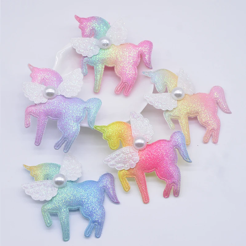 10Pcs 6.5*6cm 날개 달린 말 Applique 유니콘 의류 신발 모자 봉제 패..