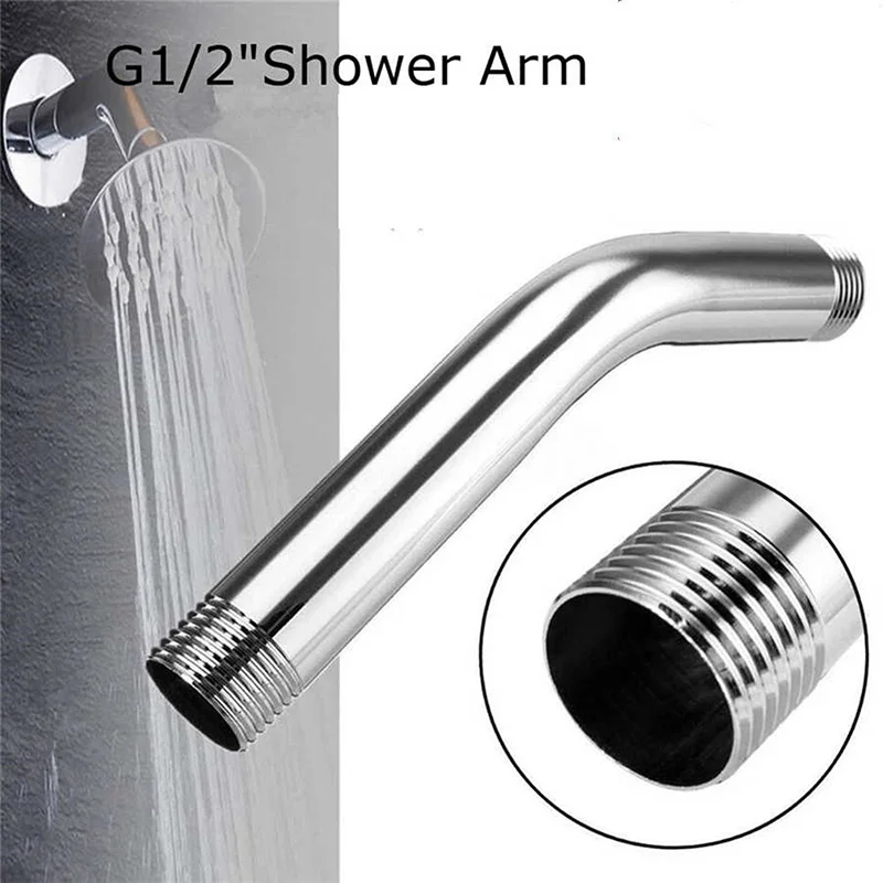 Shower Head Extension Arm Stainless Steel Wall Mounted Tube Rainfall