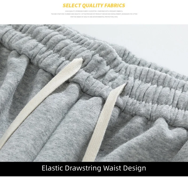 بنطلون واسع الساق للرجال لفصلي الخريف والشتاء، مبطن بالصوف، تصميم مستقيم وفضفاض، بنطلون رياضي كاجوال طويل، بنطلون رياضي أسود