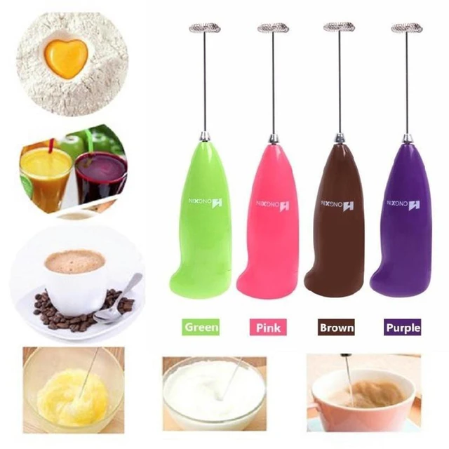 4 Colors Mini Electric Hand-Held Whisk Mixer,Portable Electric Egg Beater Coffee Milk Drink Frother Foamer Whisk Mixer Kitchen Tool, Green