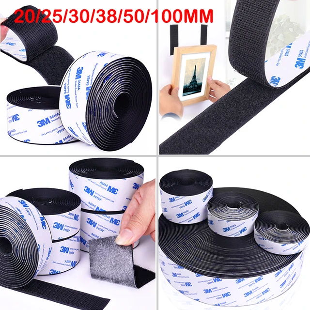 30mm Width Strong Self Adhesive Velcro Tape 3M 9448A Glue Hook and