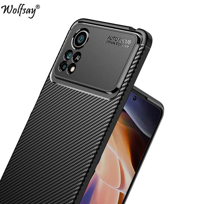 

Чехол для Xiaomi Poco X4 Pro, задняя крышка из силикона и углеродного волокна для Poco X4 Pro, задняя крышка для Xiaomi Poco X4 Pro, задняя крышка