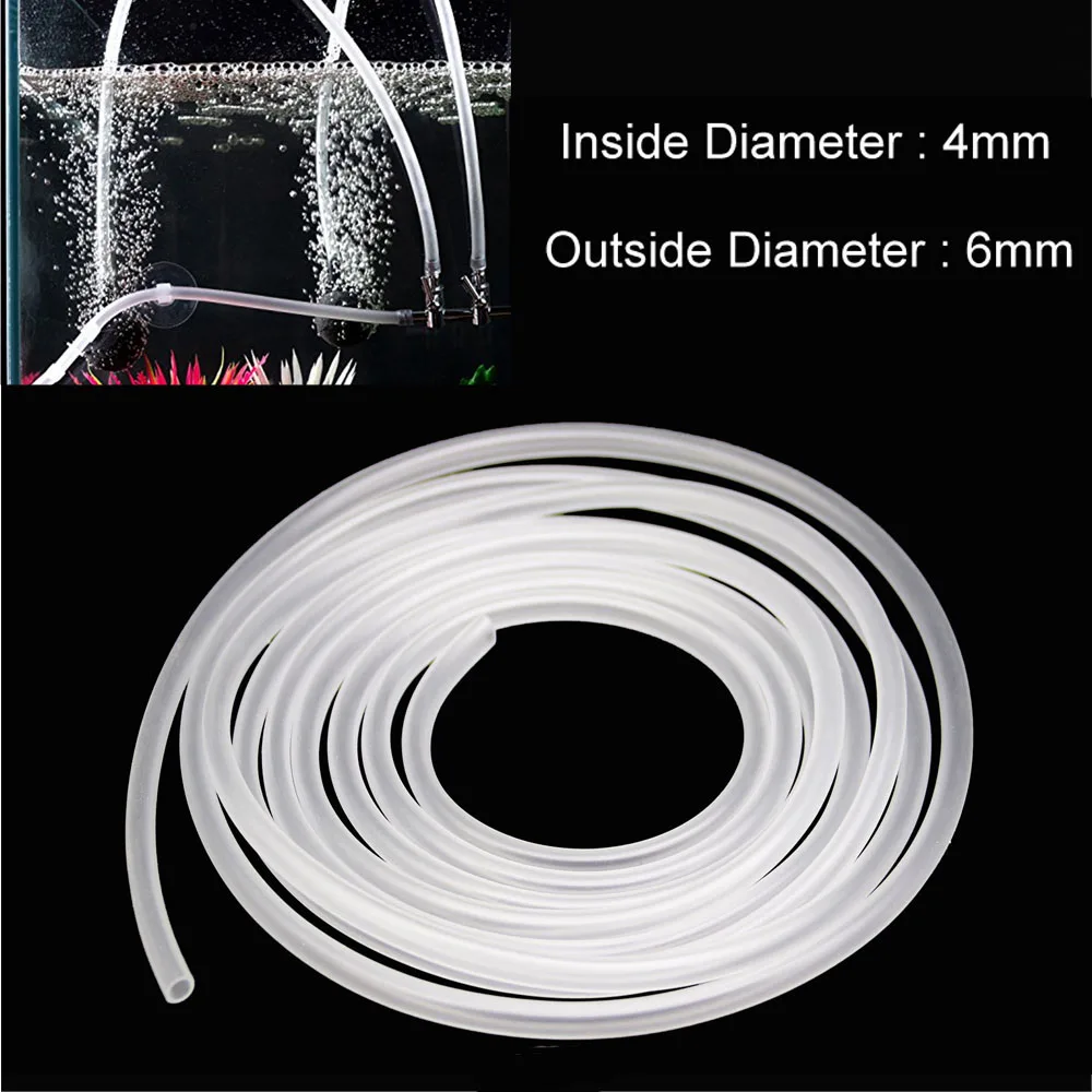 Aquarium Oxygen Pump soft Hose tube Rubber Silicone Pipe Air Bubble Stone Fish Tank Pond 4mmx6mm 1m/3m/5m/10m a1
